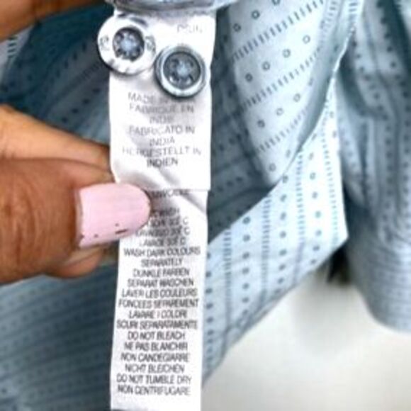 PS Paul Smith Mens Button Front Shirt Blue Gray Geometric Flip Cuff Cotton 15.5 - Picture 11 of 12